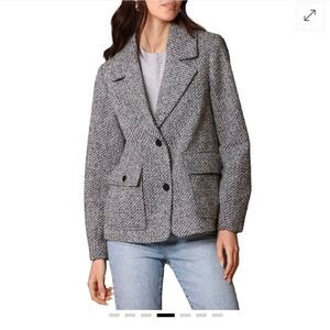 Avec Les Filles Cocoon Relaxed Fit Tweed Blazer  Small